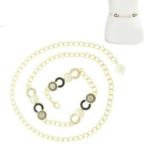 Fashionista Greek Key Jeweled Chain Link Belt